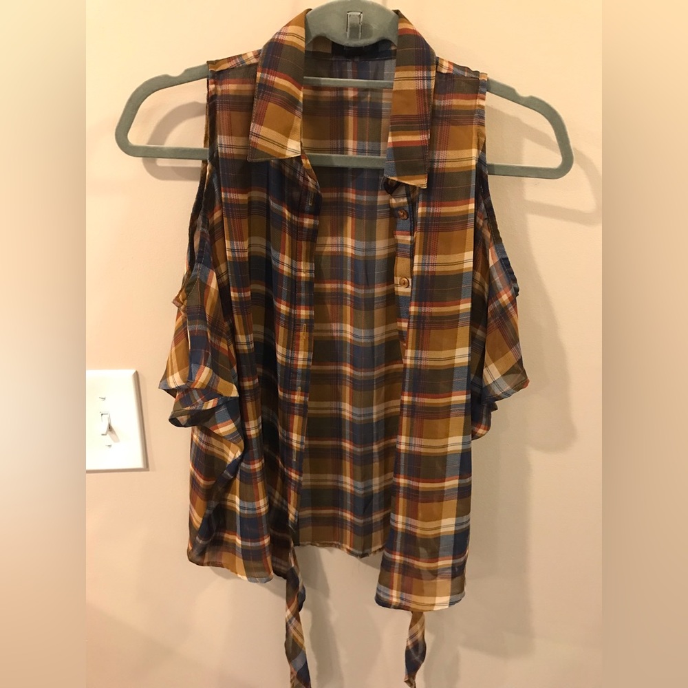 Cold Shoulder Button Down Shirt